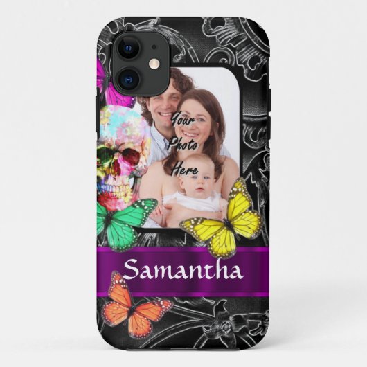 Bloemsuiker schedel en vlinders Case-Mate iPhone case (Achterkant)