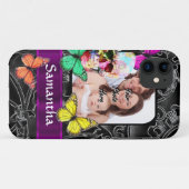 Bloemsuiker schedel en vlinders Case-Mate iPhone case (Achterkant (horizontaal))