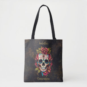 Bloemsuiker schedel Quinceanera Verjaardag Tote Bag