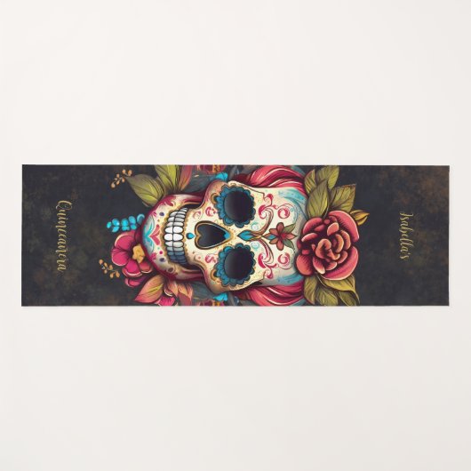 Bloemsuiker schedel Quinceanera Verjaardag Yogamat (Voorkant (horizontaal))