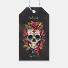 Bloemsuiker schedel zoet 16 Verjaardag Cadeaulabel
