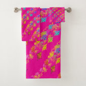 Bloemsymbolen Hot Pink Bad Handdoek (Insitu)
