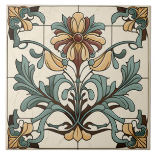 Bloemtegel - Art Nouveau stijl keramische tegel Tegeltje