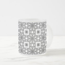 Bloemtegel Geometrisch Patroon Koffie Matglas Koffiemok