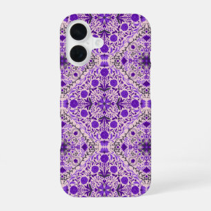 Bloemtegels in paars en suikerspink iPhone 16 hoesje