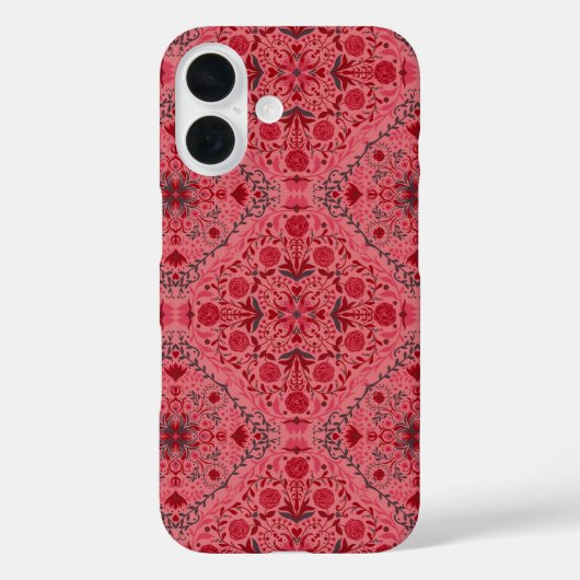 Bloemtegels in rood en watermeloenroze Case-Mate iPhone case (Achterkant)