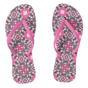 Bloemtegeltje in Marokkaanse stijl, Fuchsia Roze & Teenslippers