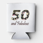Bloemtekst 50 en Fabulous | 50ste verjaardagsfeest Blikjeskoeler (Voorkant)