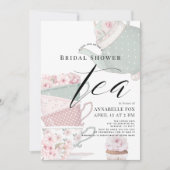 Bloemtheepot & theekopjes Roze Vrijgezellenfeest Kaart (Voorkant)