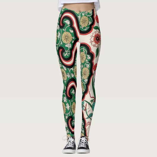 Bloemtuin Abstract Chinees Leggings (Voorkant)