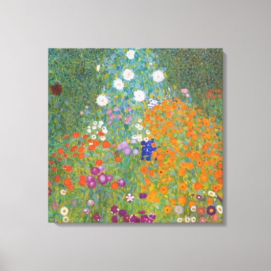 Bloemtuin (door Gustav Klimt) Canvas Afdruk (Voorkant)