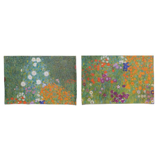 Bloemtuin (door Gustav Klimt) Kussensloop (Voorkant-Set)
