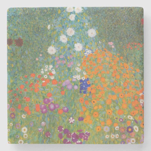 Bloemtuin (door Gustav Klimt) Stenen Onderzetter (Voorkant)