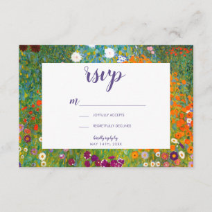 Bloemtuin van Gustav Klimt Floral RSVP Kaartje