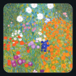 Bloemtuin van Gustav Klimt  Floral Vierkante Sticker<br><div class="desc">Bauerngarten / Bloemtuinen / Katoentgarden  kunst,  in 1905 geschilderd door de Oostenrijkse symbolist & Art Nouveau Artist Gustav Klimt (1862-1918)</div>