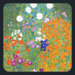 Bloemtuin van Gustav Klimt  Floral Vierkante Sticker<br><div class="desc">Bauerngarten / Bloemtuinen / Katoentgarden  kunst,  in 1905 geschilderd door de Oostenrijkse symbolist & Art Nouveau Artist Gustav Klimt (1862-1918)</div>