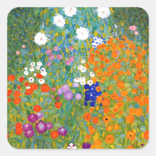 Bloemtuin van Gustav Klimt  Floral Vierkante Sticker