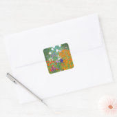 Bloemtuin van Gustav Klimt  Floral Vierkante Sticker (Envelop)