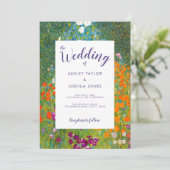 Bloemtuin van Gustav Klimt Floral Wedding Kaart (Staand voorkant)