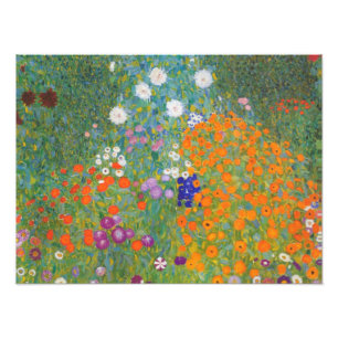 Bloemtuin van Gustav Klimt Foto Afdruk