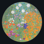 Bloemtuin van Gustav Klimt Ronde Sticker<br><div class="desc">Een prachtig kleurrijk schilderij van een bloemtuin van Gustav Klimt. Verbluffende variaties in kleuren en mooie bloemen passen gewoon mooi op allerlei prachtige producten en cadeauideeën.</div>