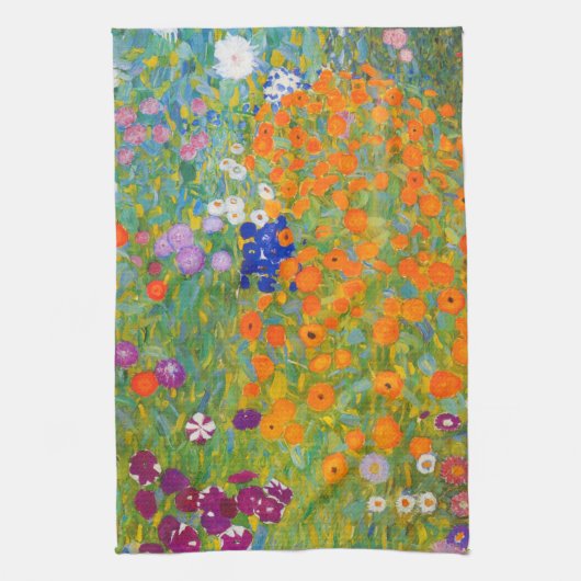 Bloemtuin van Gustav Klimt Theedoek (Verticaal)