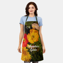 Bloemtuin Waterverf Bloemen Monogram Aangepast Schort