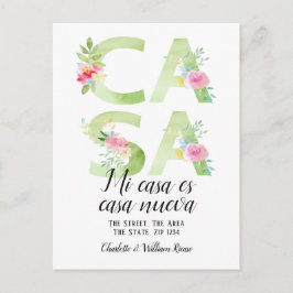 Bloemtypografie Nieuwe Casa Thuis Aankondigingskaart