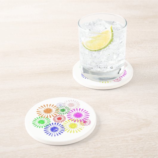 Bloemuitbarsting in distress-stijl zandsteen onderzetter (Zijkant)