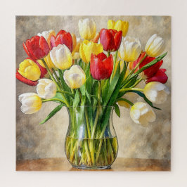 Bloemvaas met tulpen - Kleurrijke botanische legpu Legpuzzel