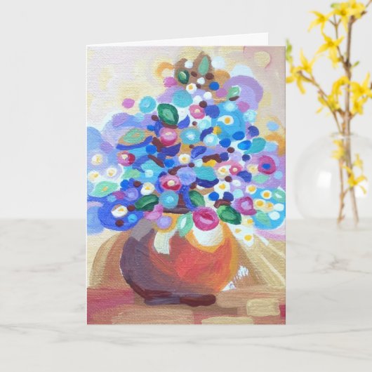 Bloemvaas - Moederdag Kaart (Gele Bloem)