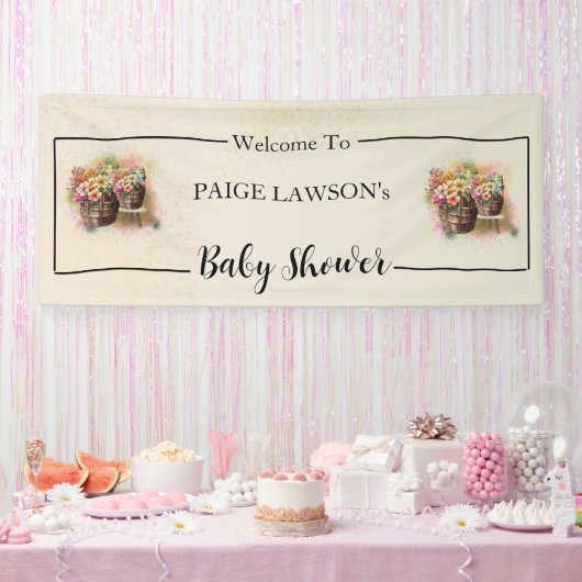 Bloemvat Beige Baby shower Banner (Feest)