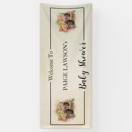 Bloemvat Beige Baby shower Banner (Verticaal)