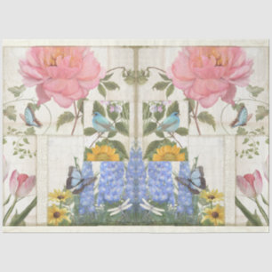 Bloemvaten ontkoppeling van de blauwe roze vlinder tissuepapier