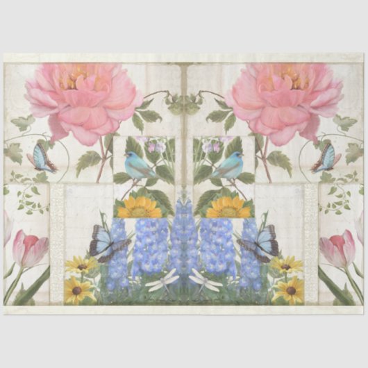 Bloemvaten ontkoppeling van de blauwe roze vlinder tissuepapier (Voorkant)