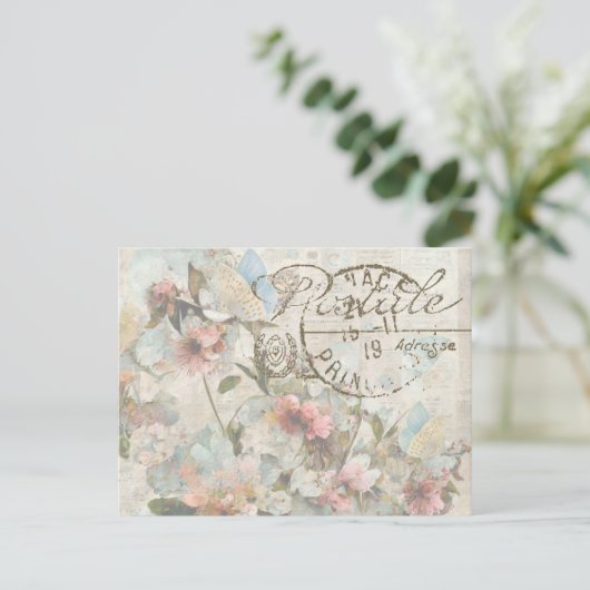 Bloemvaten Shabby Collage Postale Frans Briefkaart (Staand voorkant)