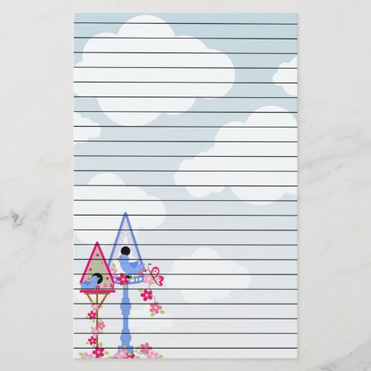 Bloemvederstallen Witte wolken, gelaagd Briefpapier (Voorkant)