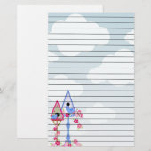 Bloemvederstallen Witte wolken, gelaagd Briefpapier (Voorkant / Achterkant)