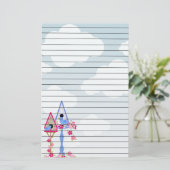 Bloemvederstallen Witte wolken, gelaagd Briefpapier (Staand voorkant)