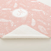 Bloemveer paisley patroon op roze / ANY kleur Sherpa Deken (3/4)