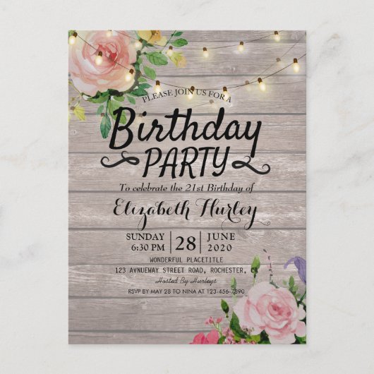 Bloemveer van de Partij van de Dagen Rustic het Ko Uitnodiging Briefkaart (Voorkant)