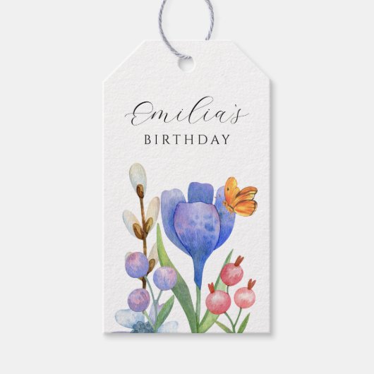 Bloemveer waterverf cadeaulabel (Voorkant)