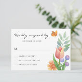 Bloemveer waterverf RSVP kaartje (Staand voorkant)