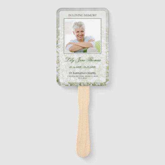 Bloemveld in liefdevol geheugen begrafenisprogramm handwaaier (Voorkant)