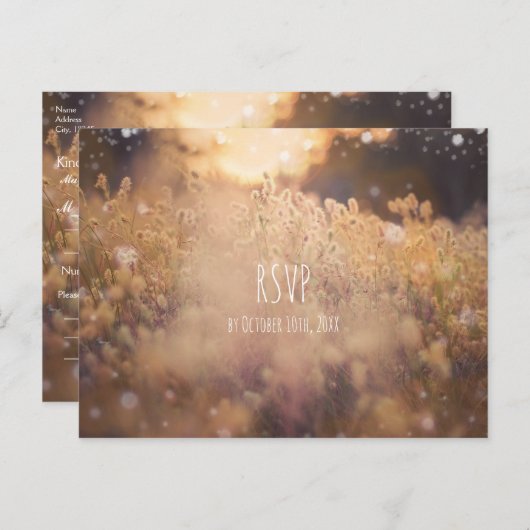 Bloemveld Landelijke Land Zonsondergang Schemering Uitnodiging Briefkaart (Voorkant / Achterkant)