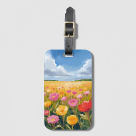 Bloemveld Landschapsschildering Bagagelabel