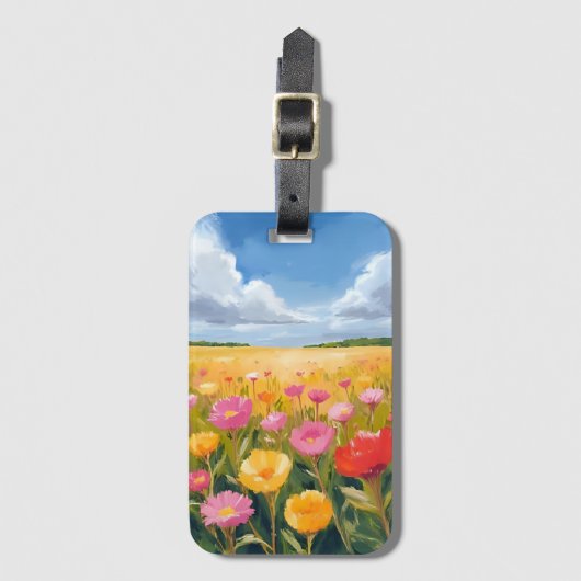 Bloemveld Landschapsschildering Bagagelabel (Voorkant (verticaal))