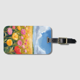 Bloemveld Landschapsschildering Bagagelabel