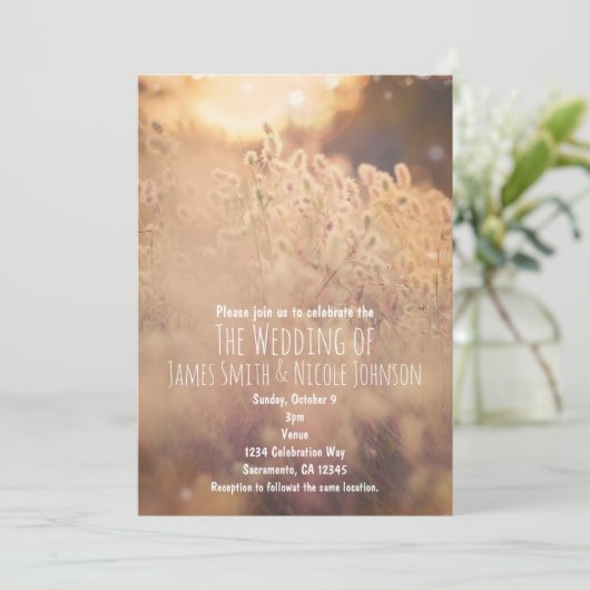 Bloemveld Rustieke Landelijke Trouwuitnodigingen Kaart (Staand voorkant)