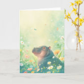 Bloemvelden en Gelukkige Nijlpaard Kaart (Gele Bloem)